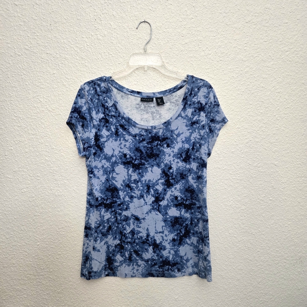 Womens Tahari Blue/Gray T-Shirt Size L